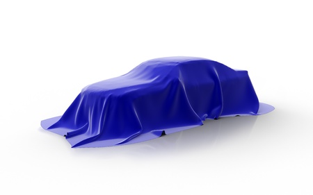 blue car presentation on a white backgroundの写真素材