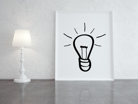 floor lamp and frame widh lamp in roomの写真素材