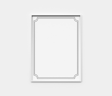 white frame on white wallの写真素材