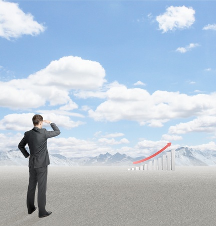 businessman looking to success graphの写真素材