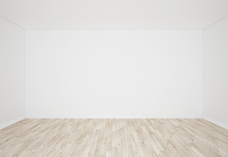 interior wooden parquet and white wallの写真素材