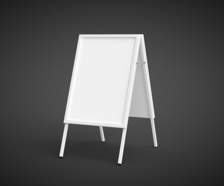 sandwich board front on black backgroundの写真素材