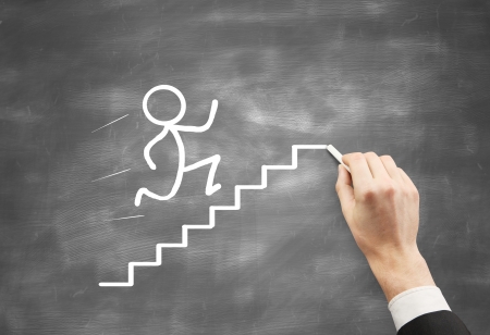 hand drawing ladder and manikinの写真素材