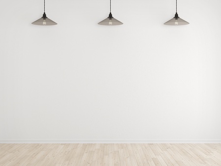 three glass lamp in roomの写真素材