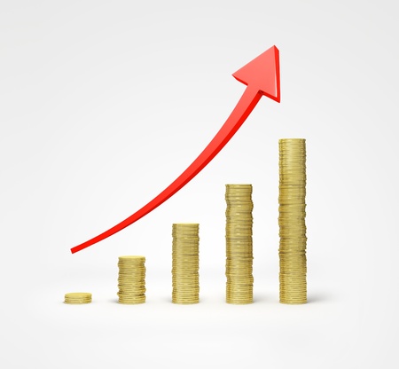 money graph  on a white backgroundの写真素材