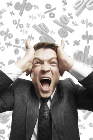 man screaming with falling procentsの写真素材