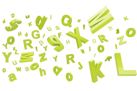 falling letters on a white background