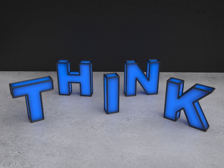 blue think glowing letters, close upの写真素材