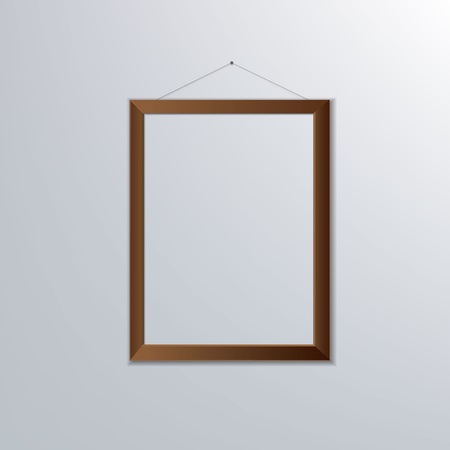 wooden frame on gray wallのイラスト素材