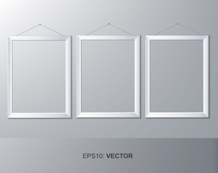 three blank frame on gray wallのイラスト素材