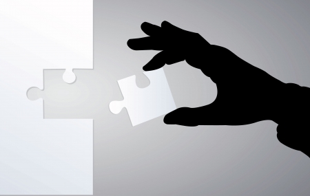 hand collect puzzle, black and whiteの写真素材