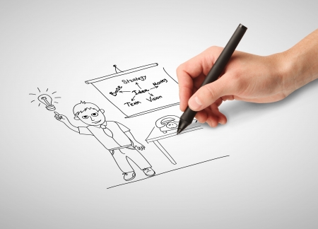 hand drawing businessman in officeの写真素材