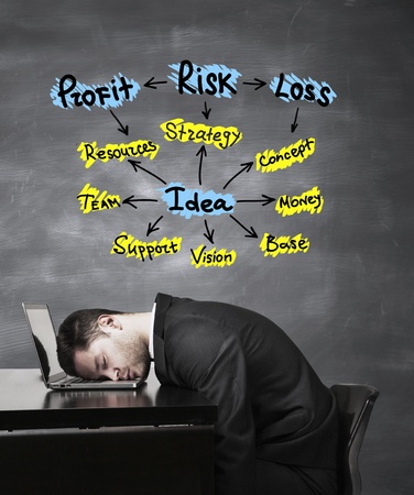 sleep  businessman  with idea schemeの写真素材