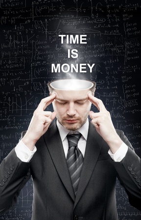 businessman with open minded, time is money conceptの写真素材