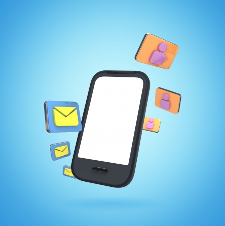 phone with social media iconの写真素材