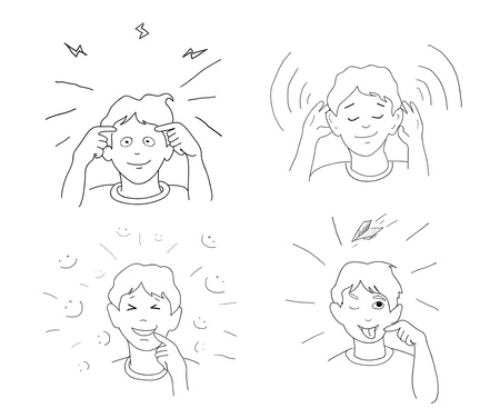 set emotion drawing on white paperの写真素材