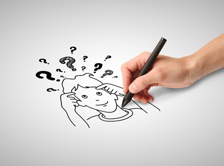 hand drawing  smile boy  on gray paperの写真素材