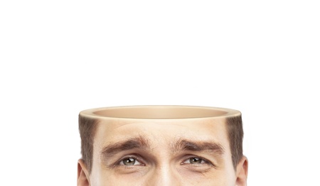 half head on a white background