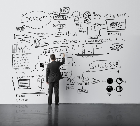 businessman drawing concept in officeの写真素材