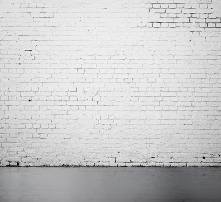 high resolution white brick wall and floorの写真素材
