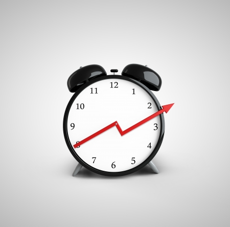 clock with growth red  arrowの写真素材