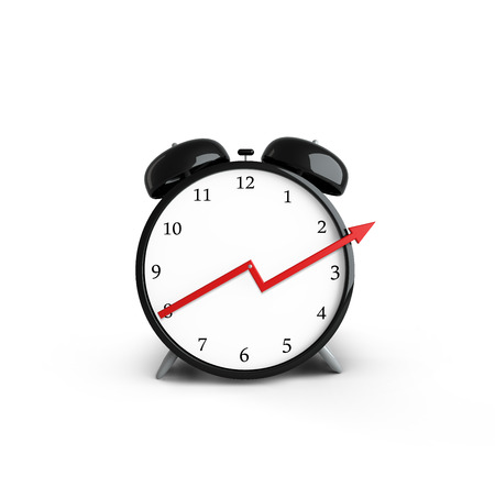 clock with up red  arrowの写真素材