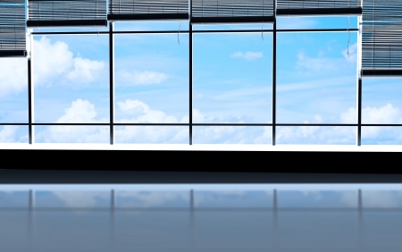 sunlight office and view city in windowの写真素材