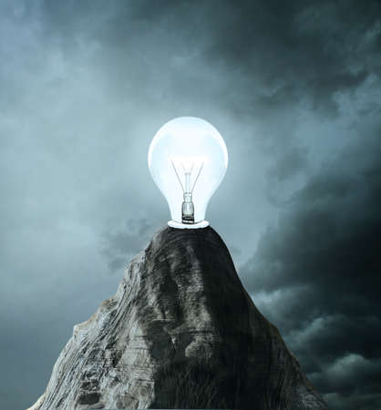 rock with lamp, business conceptの写真素材