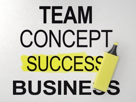 word success highlighted yellow marker on paperの写真素材
