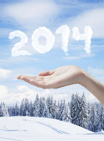 hand holding 2014 new year conceptの写真素材