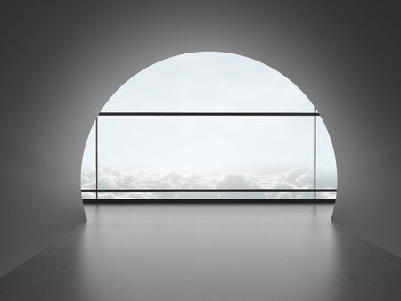 big futuristic office and sky viewの写真素材