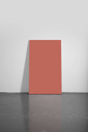 concrete floor and white wall with posterの写真素材