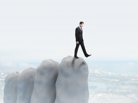 businessman falls into the abyssの写真素材