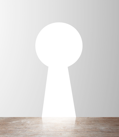 opened door in form keyholeの写真素材