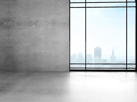 big sunlight office with window and gray wallの写真素材