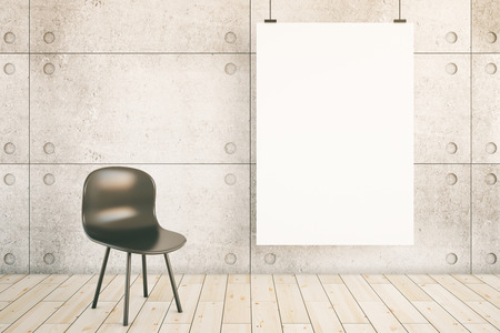 Interior design with blank poster and chair. Mock up, 3D Renderingの写真素材