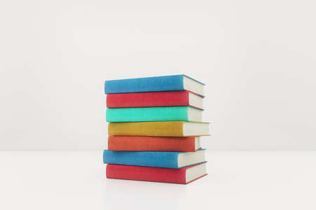 Colorful book stack on light background. 3D Renderingの写真素材