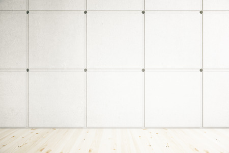 Room with wooden floor and blank patterned concrete wall. Mock up, 3D Renderingの写真素材