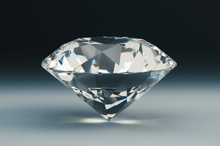Beautiful sparkling diamond on dark background. 3D Renderingの写真素材