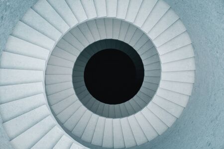 Concrete stairwell with blank black circle in the middle. Mock up, 3D Renderingの写真素材