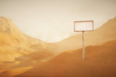 Colored Desert landscape with singboard. 3D Renderingの写真素材