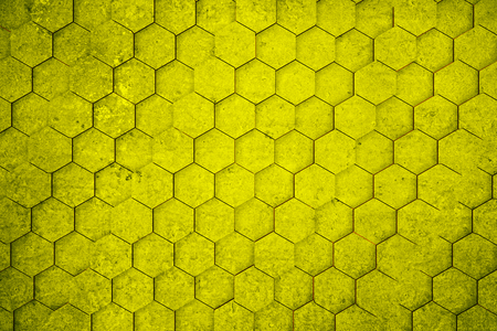 Yellow concrete honeycomb/hexagon pattern background/wallpaper. 3D Rendering