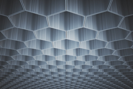 Abstract gray honeycomb/hexagon pattern on ceiling. Background or wallpaper. 3D Renderingの写真素材