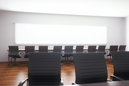 table with chairs in meeting room. Close up. 3D Rendering