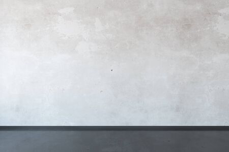 Front view of interior with blank concrete wall and dark floor. Mock up, 3D Renderingの写真素材