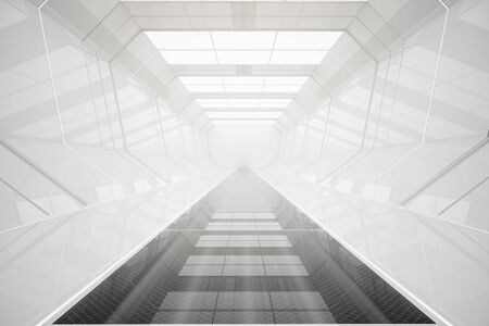 Abstract futuristic tunnel interior. 3D Renderingの写真素材