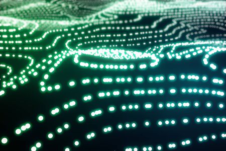 Abstract dark backdrop with circular digital pattern. Technology concept. 3D Renderingの写真素材