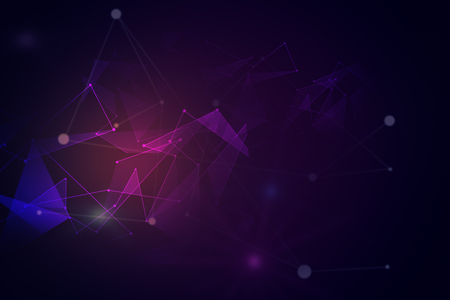 Creative purple background with polygonal pattern. Network conceptの写真素材