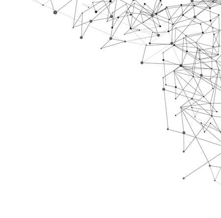 Creative white background with connected polygonal dots. Network conceptの写真素材