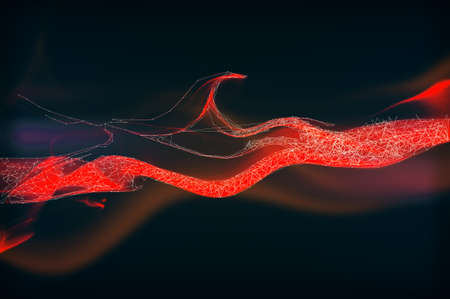 Abstract polygonal red smoke on black backgroundの写真素材